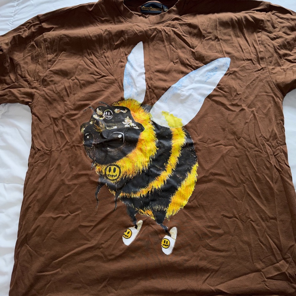 Drew House Brown Graphic Bee T-Shirt with Yellow & Black Bee Print